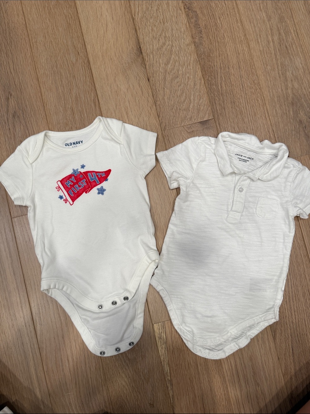 Lot of 2 Old Navy and Janie and Jack White Baby Bodysuits
